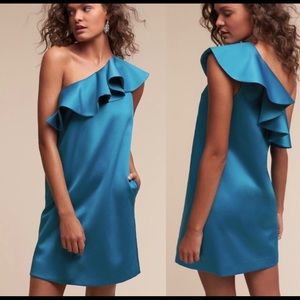 Anthropologie Hithero One Shoulder Romane Dress